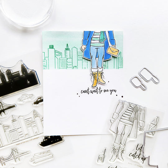 Can't Wait to See You Girl in front of cityscape card