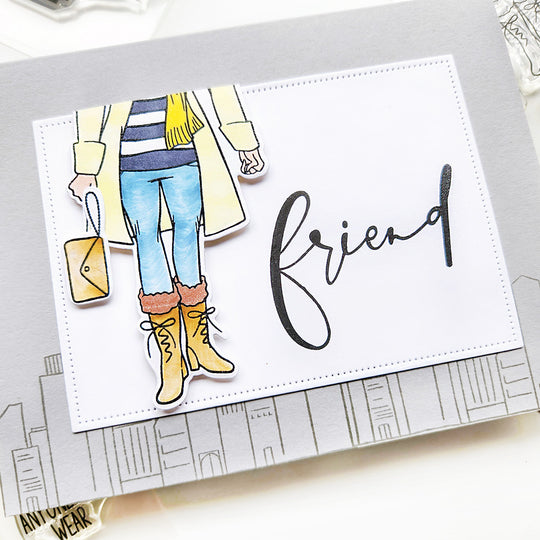 Friend on the town hello card