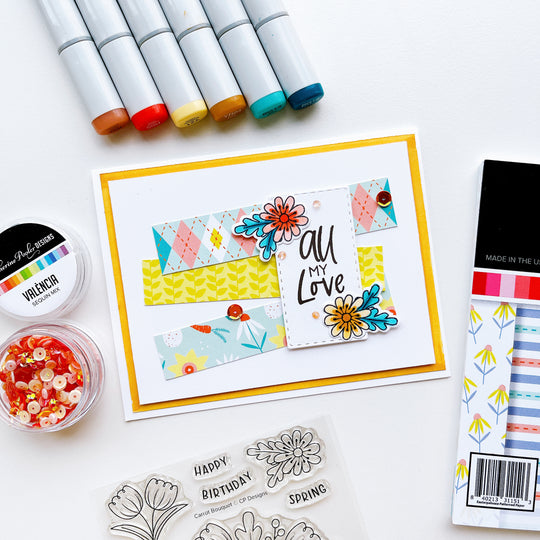 Floral All My Love with Paper Strips & Sequin