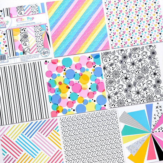 8 prints of the Color Pop 6x6 patterned paper pack