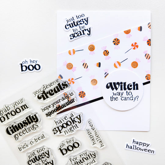 Ghostly Greetings Sentiments Stamp Set