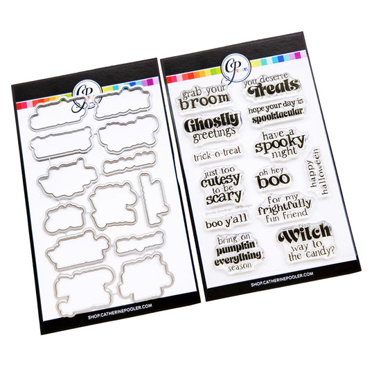Ghostly Greeting Sentiments Stamp & Die Bundle