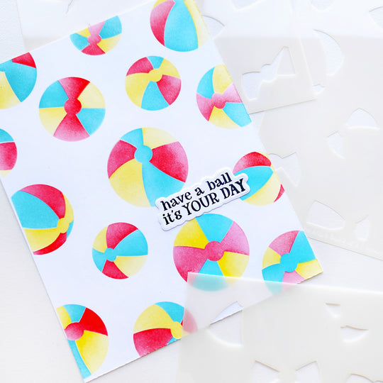 "Have a ball it's your day" card set on colorful beach balls.