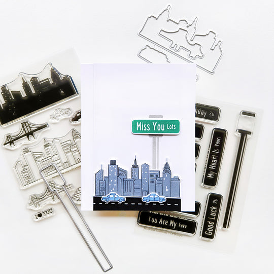 Miss You Lots Stree Sign Cityscape card