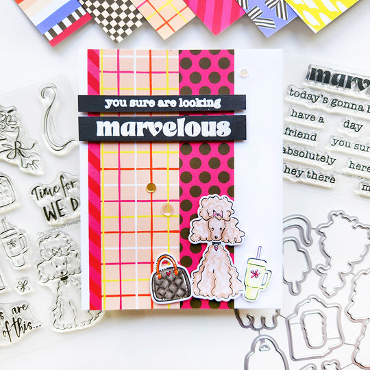 Pink Dots and Plaid Marvelous Poodle card