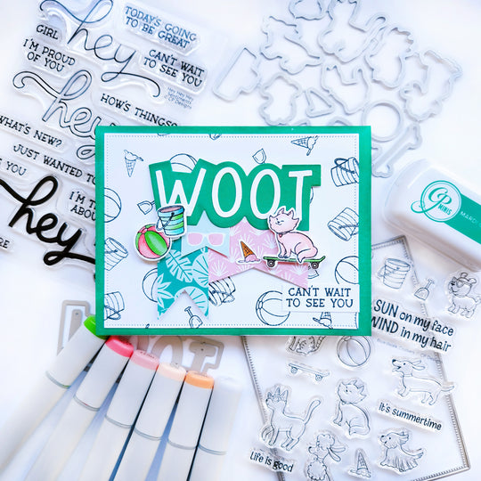 Woot!  Cat on skateboard card.