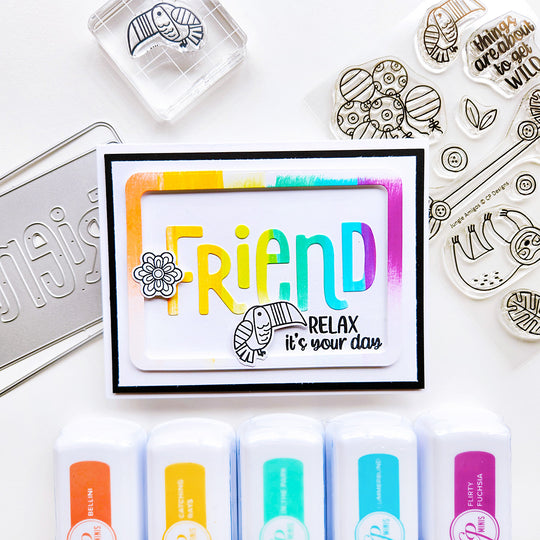 Rainbow Friend Card with Toucan Bird using Party Mini Ink Pads