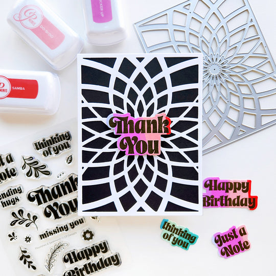 Rainbow Thank You Card using Light Brust Cover Plate and Party Mini Ink Pads