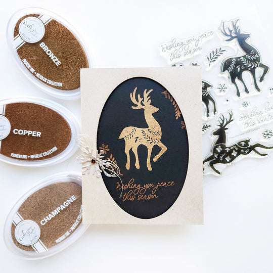 Wishing you Peace with Metallic Peaceful Deer and Nested Oval Dies