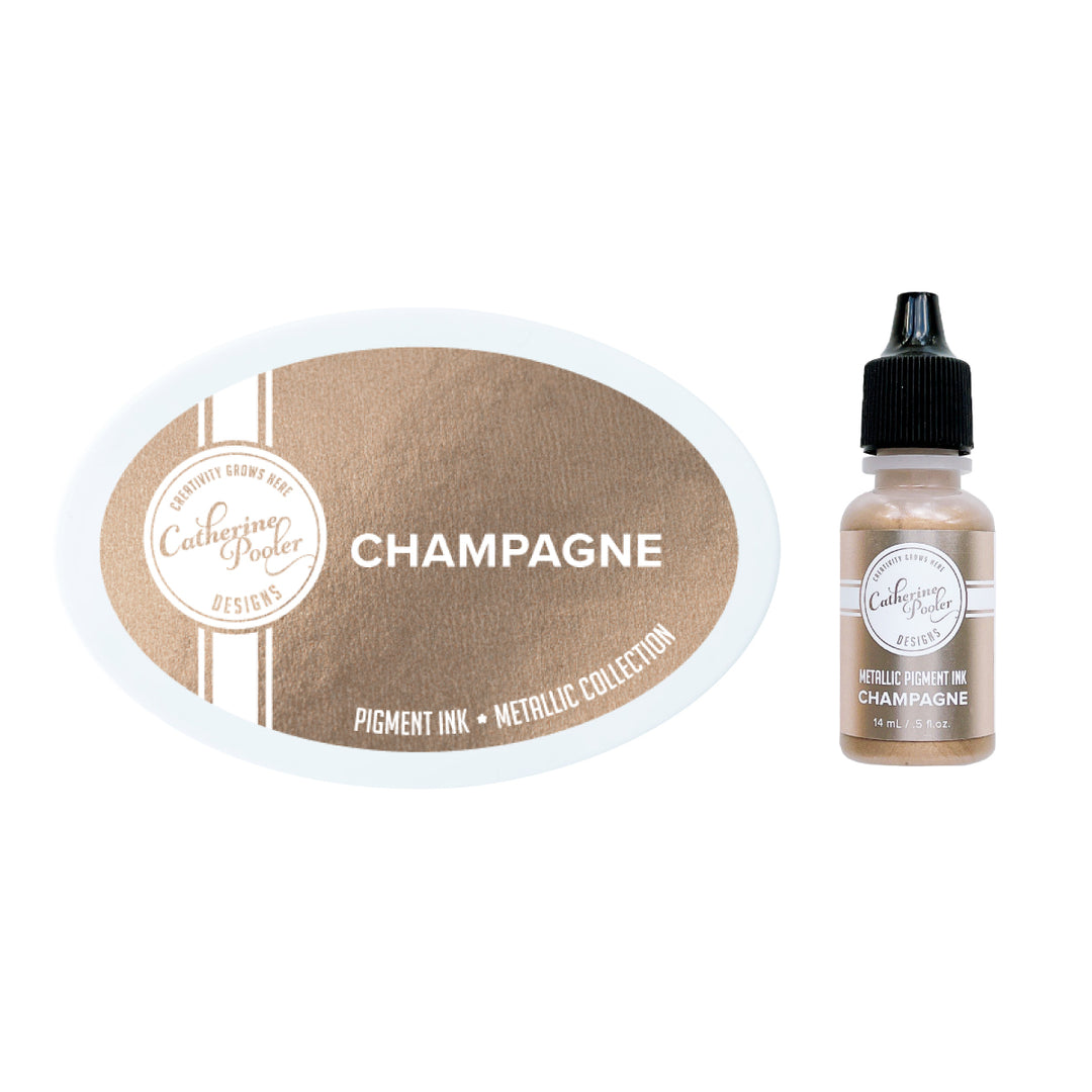 Champagne Metallic Pigment Ink Pad & Refill