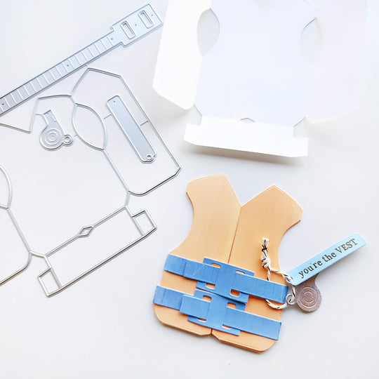Gift card holder featuring a life vest and the sentiment “You're the vest,” perfect for the outdoor enthusiast.