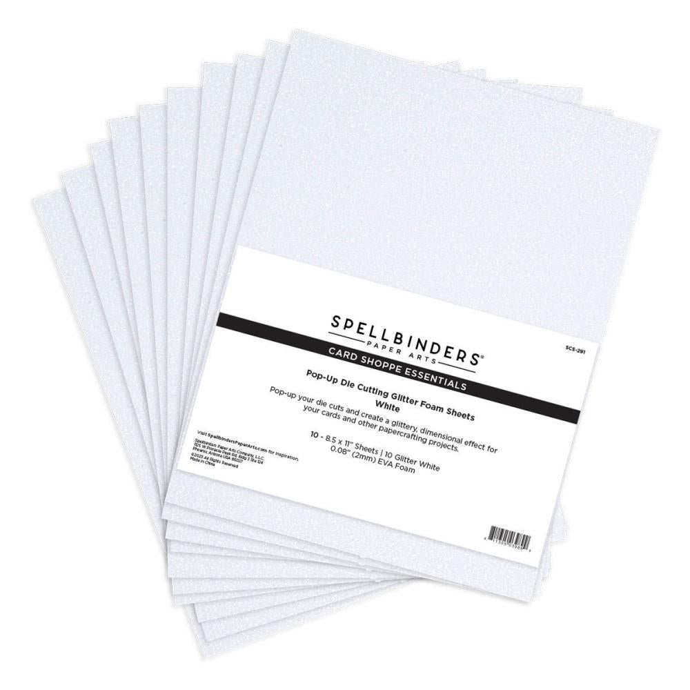 White Pop-Up Die Cutting Glitter Foam Sheets by Spellbinders