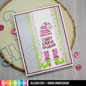 candy cane wishes card with nice list stamps
