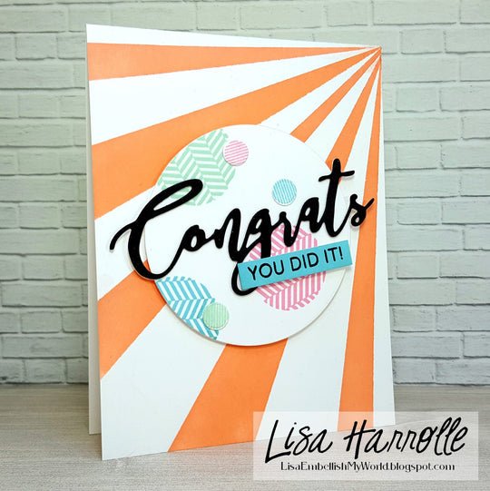 Congrats sentiment with orange stripes background