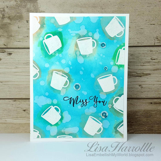Miss you card with coffee mugs