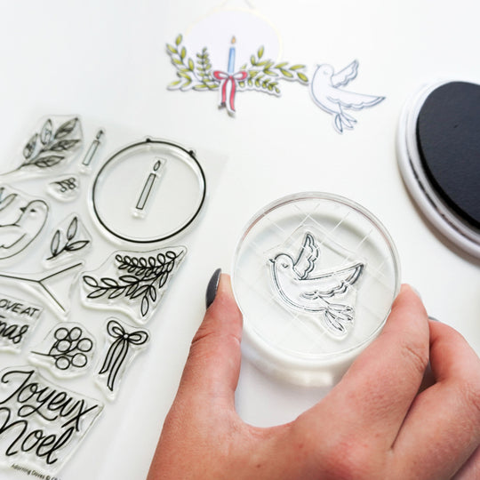 dove stamp on clear block