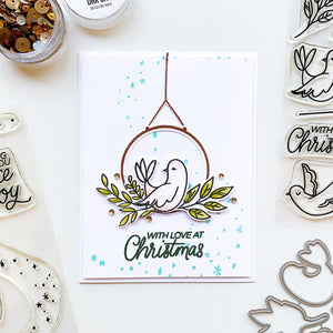 Christmas card with adorning doves