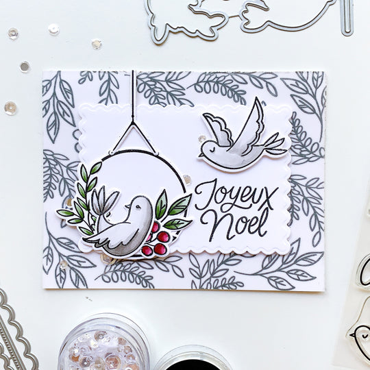 card with Scallops & Dots Dies and adorning doves