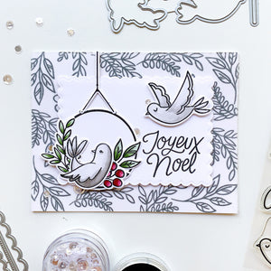 card made with adorning doves stamps and dies