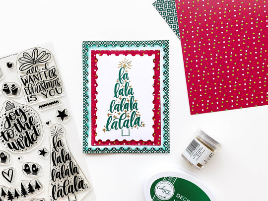 Green and gold christmas tree with red and green border