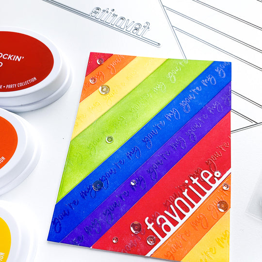 Rainbow Angled Strips with Favorite Sentiements