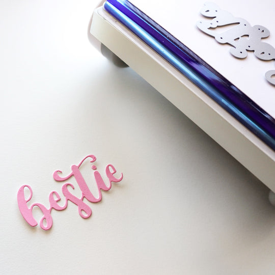 Bestie Word Die Cut out in pink