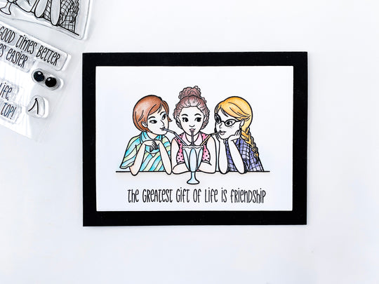 Better With Friends Stamp Set on white background with black border