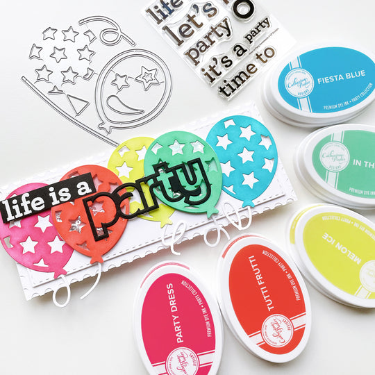 slimline card with five balloons