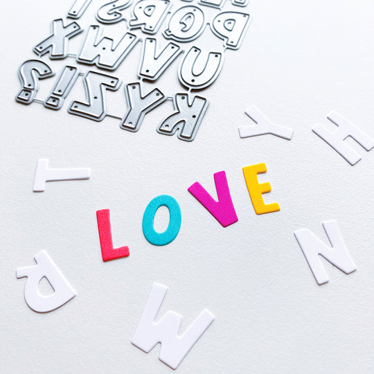Block Alphabet Dies "Love" Cutout