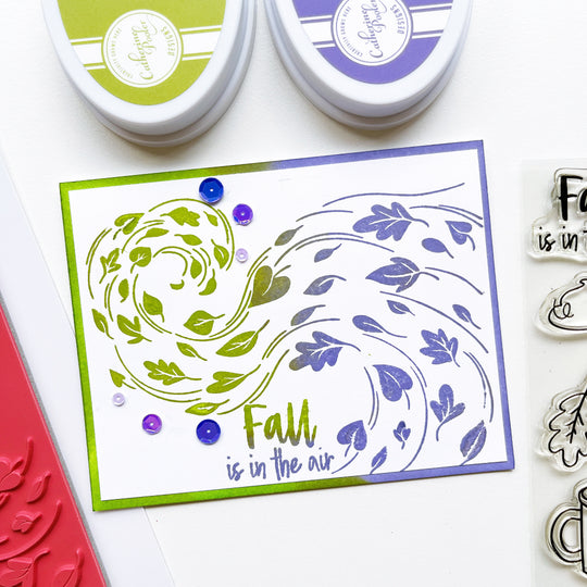 Blowing Leaves Background Stamp