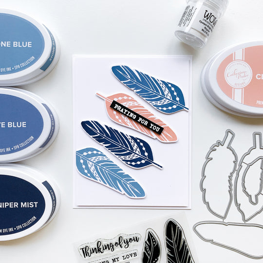 Praying for You Boho feathers card