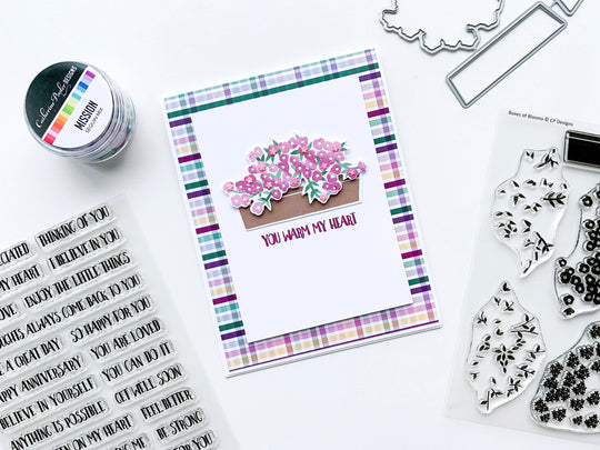 you warm my heart card with patterned paper