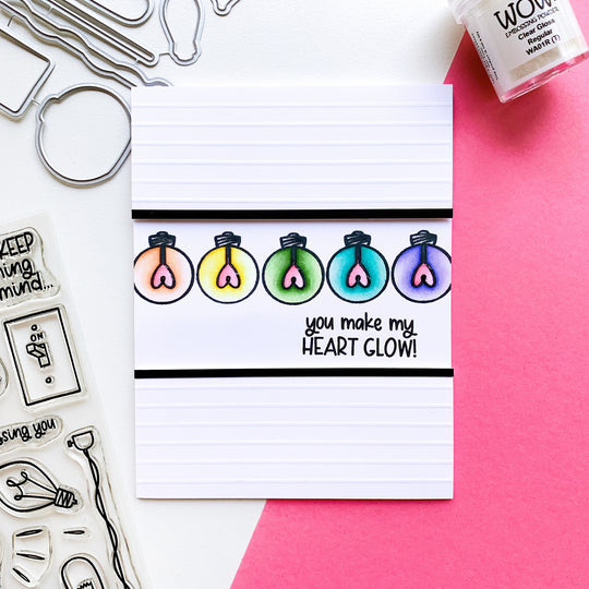 Rainbow light bulbs with hearts