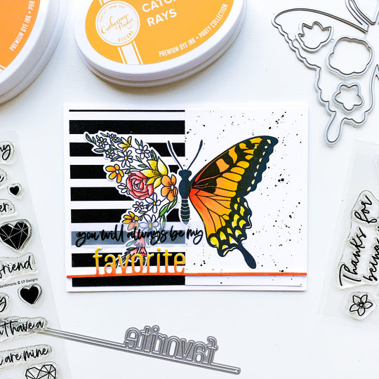 Butterfly in Bloom with patterned paper side