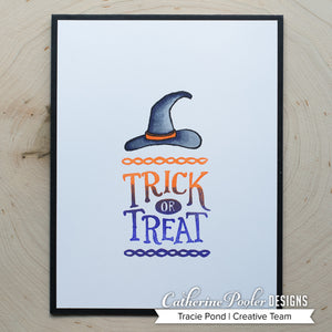 ombre trick or treat sentiment with witch hat