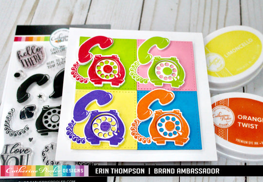 Multicolored rotary phones card