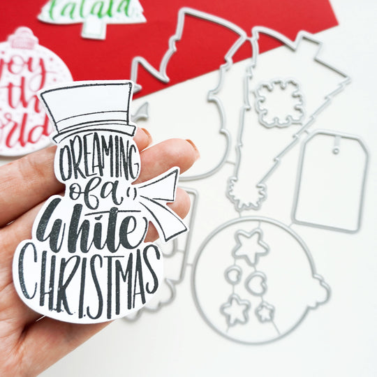 Snowman with Dreaming of a white christmas sentiment