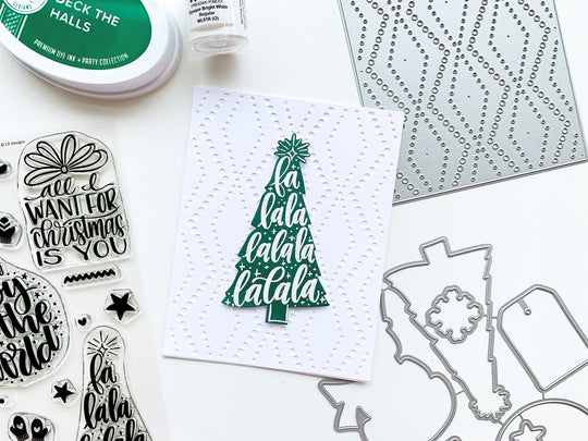Dotted Zig Zag Cover Plate Die with green Christmas tree