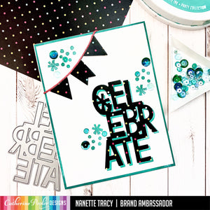 celebrate card with poppin' patterned paper