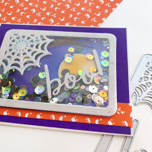 halloween shaker card with mystic sequins