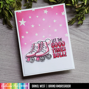 let the good times roll card with star stencil