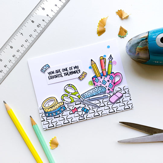 Desktop Treasures on patterned paper