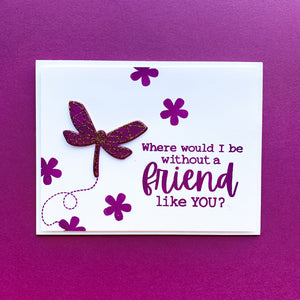 card with dragonfly and sentiment