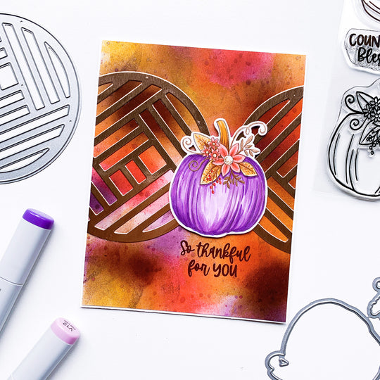 card with pumpkin and sentiment