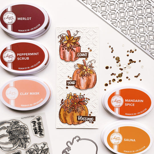 Slimline card with pumpkins and coordinating ink pads