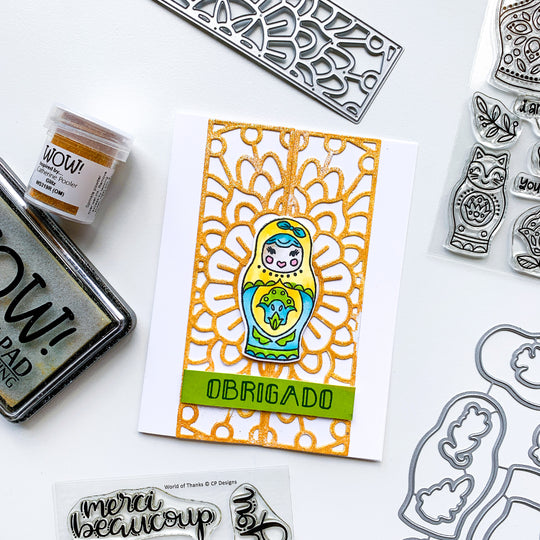 card with we fit stamp with garden edge die