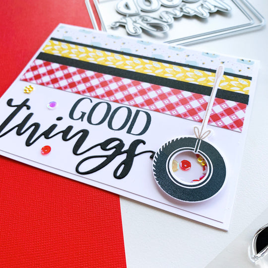 Big Apple Sequin Mix with Good Things Sentiment and Tire Swing