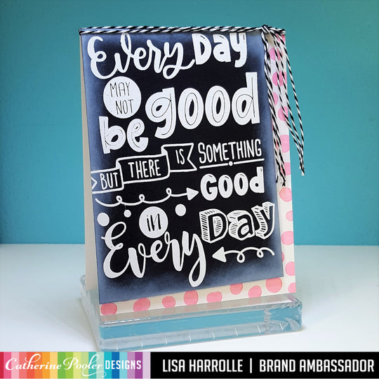 card with sentiments and spotted background