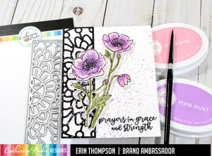 card with purple flowers and sentiment