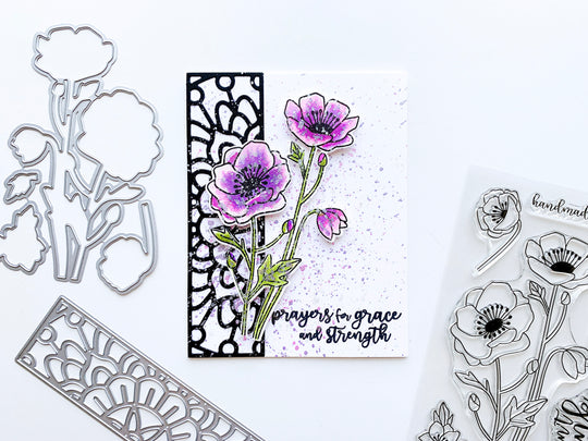 card with purple flowers and sentiment